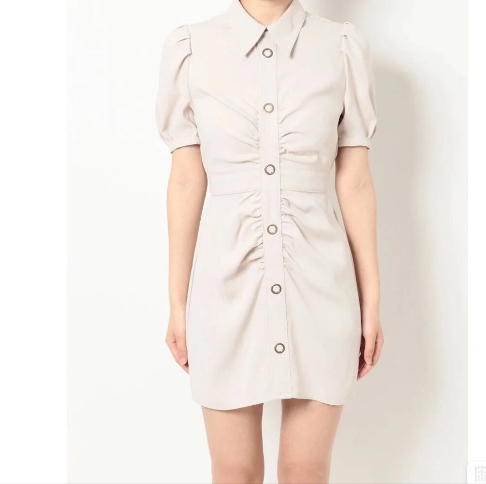 RESEXY NWT Cream Button Mini Dress XXS Japanese Brand Petite Cottagecore